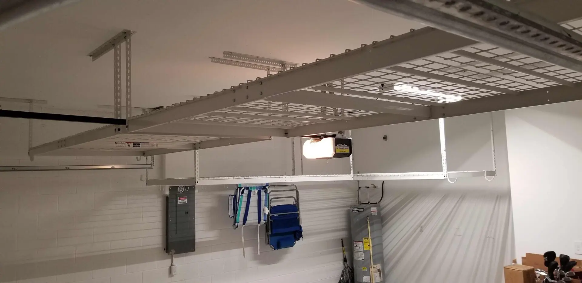 Two levels of overhead racks